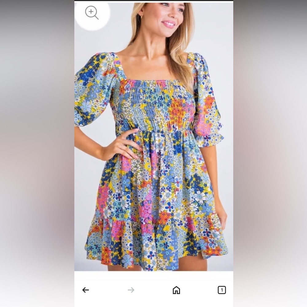 KARLIE Floral Smocked Dress